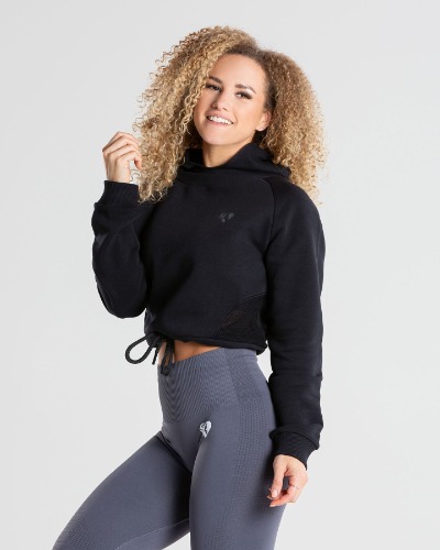 True Mesh Cropped Hoodie | Black | S