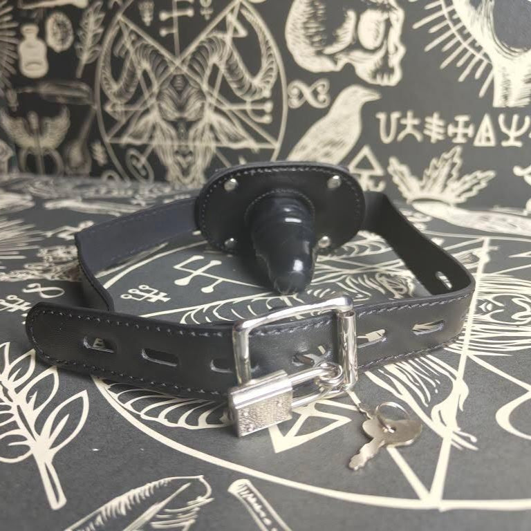 BDSM Dildo gag - throat training, dollification, fetish, humiliation play - Black