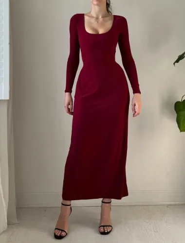 Walter Reversible Maxi Dress | L / Wine Red