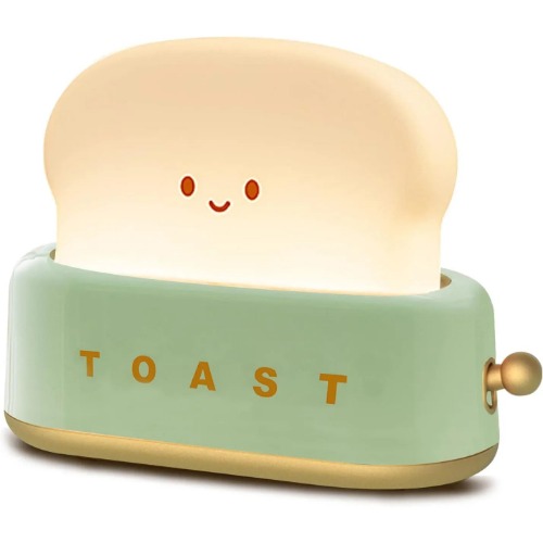 Adorable Toast Kawaii Cartoon LED Night Light Lamp - green / USB Plug