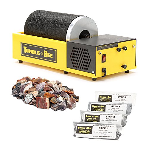 Tumble-Bee Rotary Rock Tumbler with Rock Grit Polish Kit - Rock Polisher Machine, Tumbling Equipment for Stone, Glass, and Metal Collection, Polishing Tool for Adults & Kids, Model TB-14-KIT - 1x4 lb. Tumbler w/ Kit
