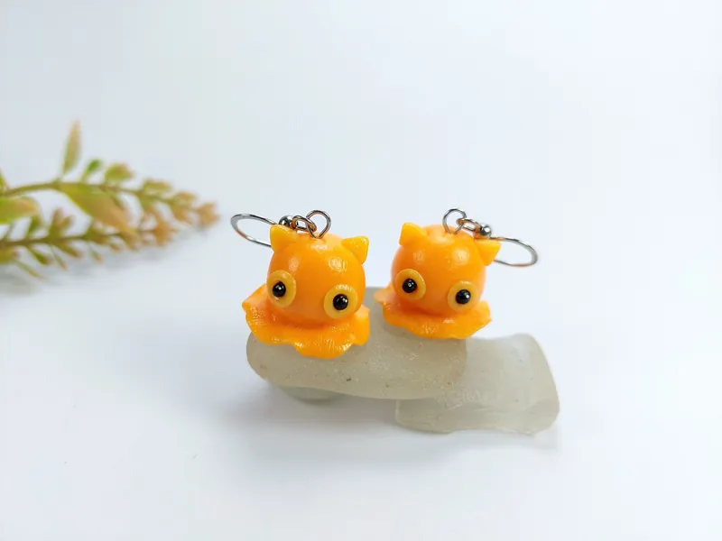 Octopus Earrings dumbo octopus earrings for women dangle earrings gift for her charm polymer clay miniature animal cute sea creature Science