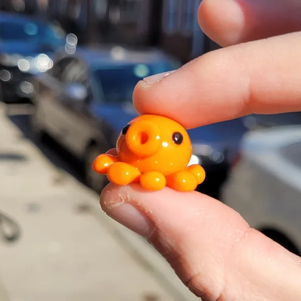 Orange Octopus Buddy, Sculpey Polymer Clay Miniature Figurine