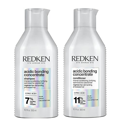 REDKEN Acidic Bonding Concentrate Shampoo and Conditioner Set, Sulphate Free for a Gentle Cleanse, Strengthens Bonds, Repairs Damage, Intensely Conditions and Protects Colour - 300 ml (Pack of 2)