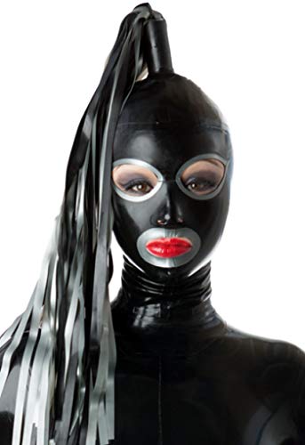 Latex Rubber Full Face with Single Streamers Hoods Masks 0.4MM - M