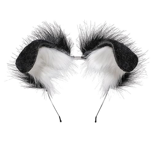 ILUFAM Dog Ears Headband Puppy Ears Hair Hoop Bendable Animal Ears Cosplay Headwear Costume Party Hair Accessories - Black