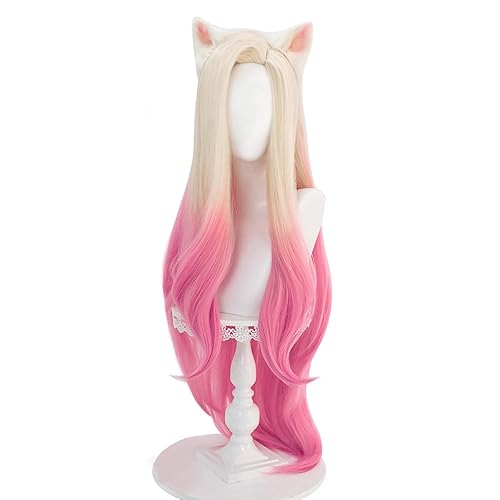 SL Ombre Pink Cosplay Wigs Women Long Straight Cute Sweet Hair Wig for Halloween Party Daily with Cap - 33'' - Ombre Pink