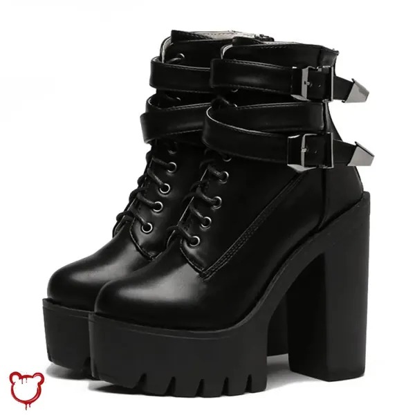 Black Goth Platform Boots by Gatekeeper