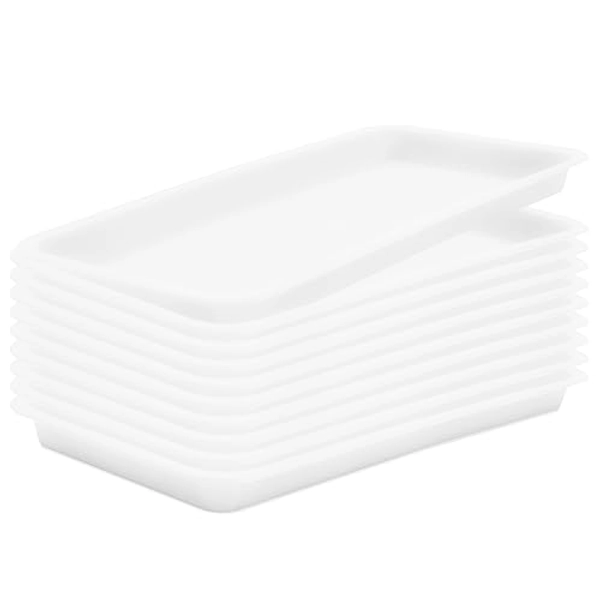 Nsmykhg Plant Drip Trays,10 Pack Plant Saucer Tray Flower Pot Drip Trays,Large Rectangular Plant drip Tray, Sturdy Rectangular Plant Saucer Drip Trays for Indoor and Outdoor (White)