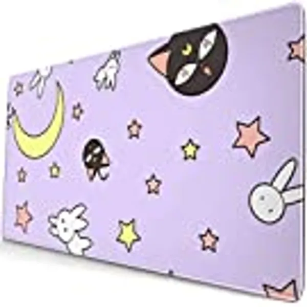 DUOAMARE Purple Sailor Moon Mouse Pad Desk Mat ，Extra Large Cute Anime Long Keyboard Mouse Pad for Girls/Women