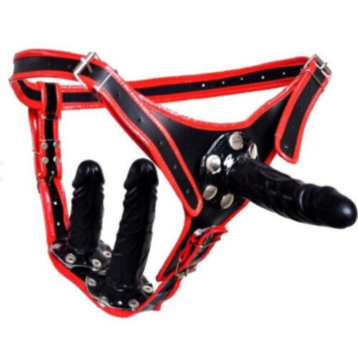 3 Dildos Red Strap On Harness | Default Title