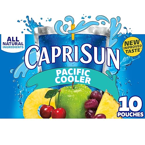 Capri Sun Pacific Cooler Mixed Fruit Naturally Flavored Kids Juice Drink Blend (10 ct Box, 6 fl oz Pouches) - 60 Fl Oz (Pack of 1)