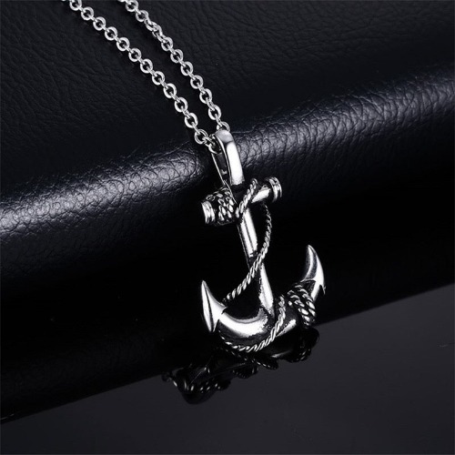 Anchor With Ropes Necklace - Silver