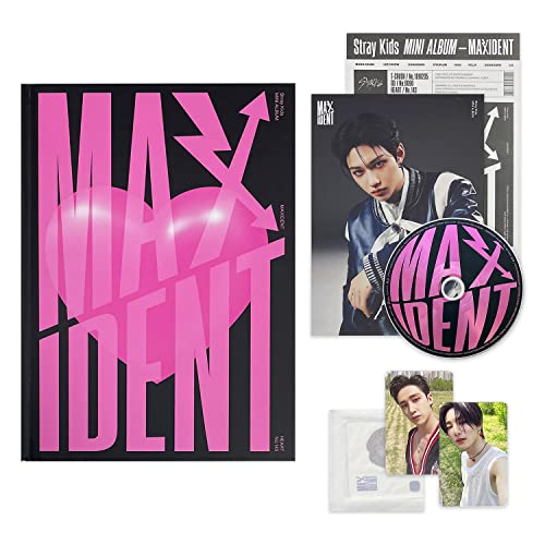 STRAY KIDS - Mini Album [MAXIDENT] (HEART Ver.) Photobook R + Lyrics Paper + Photocards + Mini Poster + Face Sticker + 1 Clear Potocard Frame