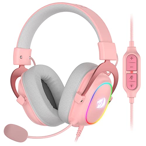 Redragon H510 Zeus-X RGB Pink Wired Gaming Headset - 7.1 Surround Sound - 53MM Audio Drivers in Memory Foam Ear Pads w/Durable Fabric Cover- Multi Platforms Headphone - USB Powered for PC/PS4/NS - Pink H510 RGB