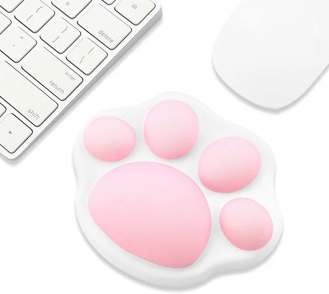 YIANI Cute Cat Paw Mouse Wrist Support Pad , Comfortable Soft Wrist Rest Hand Pillow Relief Hand’s Pain with Non-Slip Rubber Base for Home, Office Computer Laptop 4.3 x 3.7 Inches, Large - 