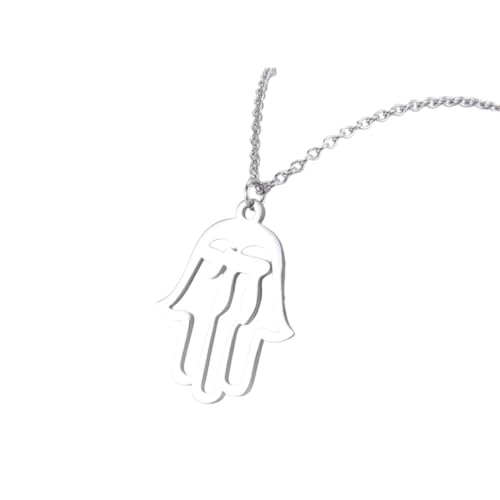 New 2024 Hamsa Hand Chai Charm Necklace For Women Hebrew Judaica Jewelry Chai Pendants Amulet Lucky Protection From Jerusalem Fashion Accessories Creative Gift, Free size, Stainless Steel, No Gemstone