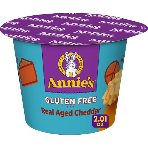 Annie’s Real Aged Cheddar Microwave Mac & Cheese with Gluten Free Pasta, Single Serve Macaroni & Cheese Cup, 2.01 OZ (Pack of 12) - Cheddar
