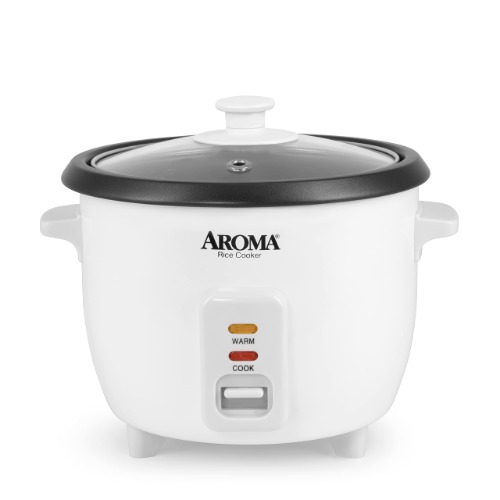 Aroma Housewares Aroma 6-cup (cooked) 1.5 Qt. One Touch Rice Cooker, White (ARC-363NG), 6 cup cooked/ 3 cup uncook/ 1.5 Qt. - Rice Cooker