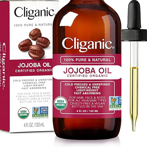 Jojoba Oil, 100% Pure (4oz) | Moisturizing Oil for Face, Hair, Skin & Nails | Natural Cold Pressed Hexane Free | Base Carrier Oil - 4 Fl Oz (Pack of 1)