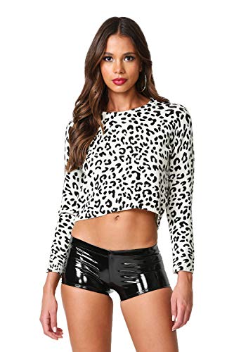 J2 Love Women's Metallic Booty Shorts - Small - Latex Black