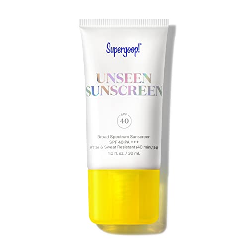 Supergoop! Unseen Sunscreen, 30ml - SPF 40 PA+++, Broad Spectrum Face Sunscreen & Makeup Primer - Weightless, Invisible, Oil Free & Scent Free - Beard Friendly - For All Skin Types - 1 Fl Oz (Pack of 1)