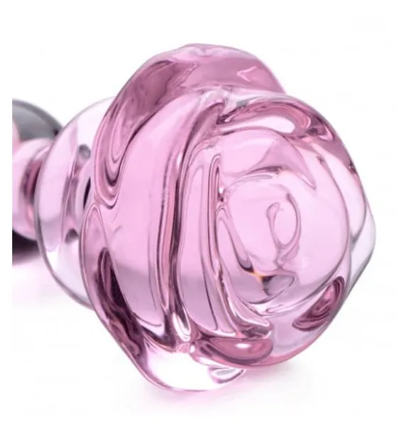 Pink rose glass plug. 3 sizes available