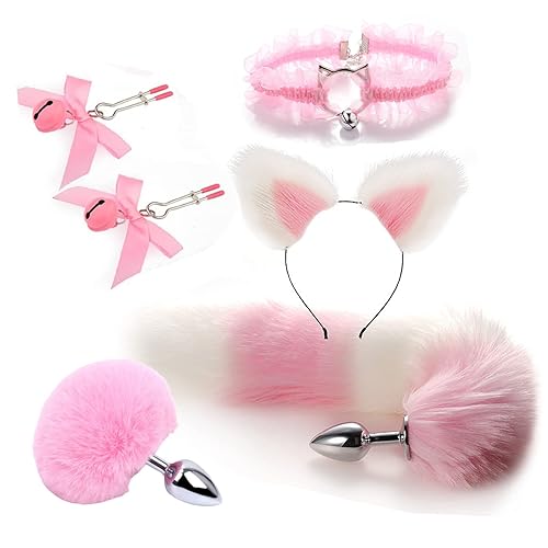 Anal Plug Butt Plug, 6Pcs/Set Sex Fox Tail Anales Plug Toys Plugs Metal Anal Sex Toys for Women Man Beginners Adult Couples - A