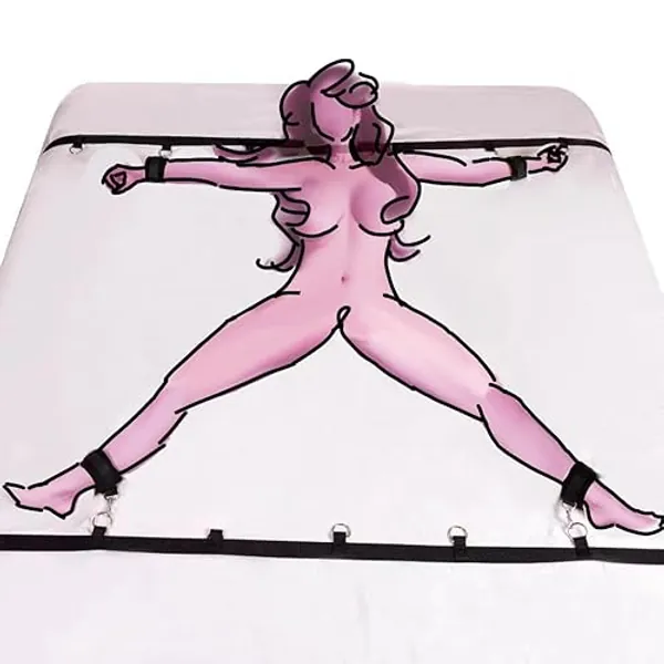 generic BDSM Bed Straps Restraints Sex Plush Tie Downs Under Mattress Adult Play Spreaders Bar Legs and Hands, Bondge Ties for King/Queen Size Bed Sex Bondage Kit Toys Cuffs for Women Sweater - Black