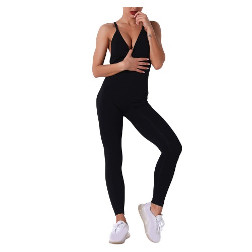 Pak Yoga Mouwloos Eendelige Vrouwen Sling Workout Kleur Sexy Naadloze Effen Dames Jumpsuit