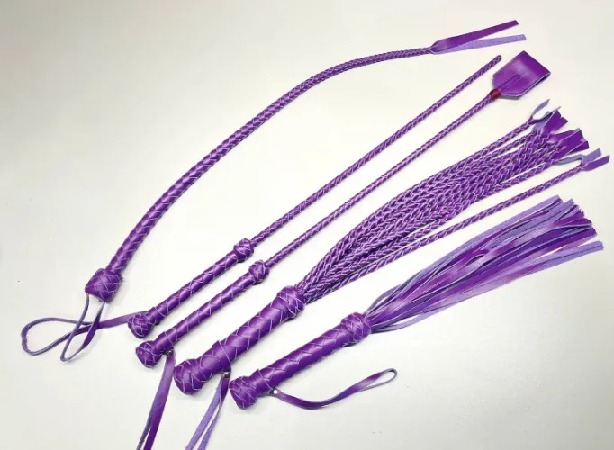 Leather Whip Kit, Spanking flogger, Handmade Bdsm and Bondage tools, Real leather whips Set, riding crop, twigs, Catonine, Wax play candle.