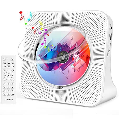 Desktop CD Player with Speakers, ROADOM Home Bluetooth CD Player with Hi-Fi Stereo Sound,Remote Control,Supports CD/Bluetooth/FM Radio/U Disk/AUX/Timer/Repeat - Desktop cd player