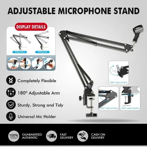 [Microphone Stand] Adjustable Microphone Suspension Boom Scissor Desktop Mic Stand for Radio Broadcasting Studio
