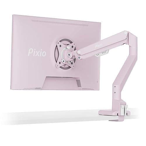 Pixio PS1S Wave Pink Single Monitor Arm Stand Desk Mount - Fits up to 32 inches Monitors and up to 19.8lbs. VESA Compatibility and Integrated Cable Management - Single - Pink