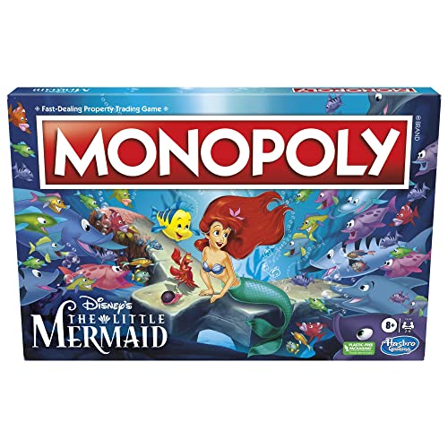 Monopoly: Disney's The Little Mermaid Edition Board Game, Family Games for 2-6 Players, Board Games for Family and Kids Ages 8+, with 6 Themed Monopoly Tokens - English (Amazon Exclusive)