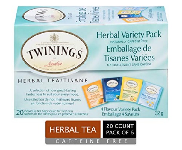 Twinings Herbal Variety Pack Individually Wrapped Tea Bags | Naturally Caffeine Free | Includes Lemon, Mandarin Orange, Camomile & Goodnight Blends | 20 Count (Pack of 6) - Herbal Variety Pack - 20 Count (Pack of 6)