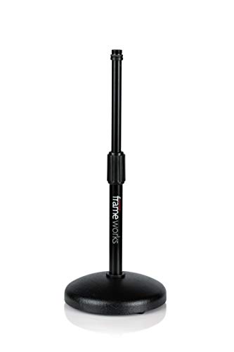 Gator Frameworks Desktop Microphone Stand with Round Weighted Base & Adjustable Height (GFW-MIC-0501) - 5" Weighted Base - Adjustable Height