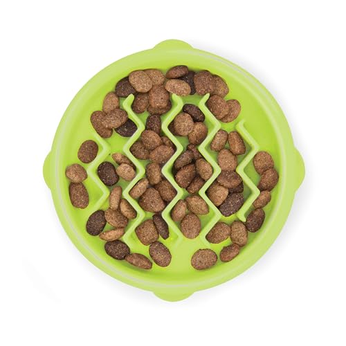 Petstages Kitty Slow Feeder Cat Bowl, Green - Slow Feeder - Green Wave - Slow Feeder