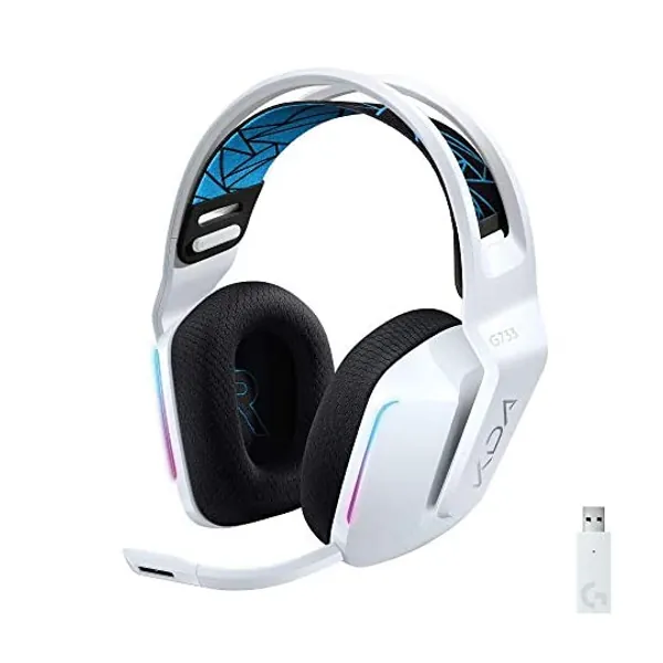 
                            Logitech G733 K/DA Lightspeed Wireless Gaming Headset with Suspension Headband~16.8 M. Color LIGHTSYNC RGB, Blue VO!CE Mic Technology and PRO-G Audio Drivers - Official League of Legends KDA Gear
                        