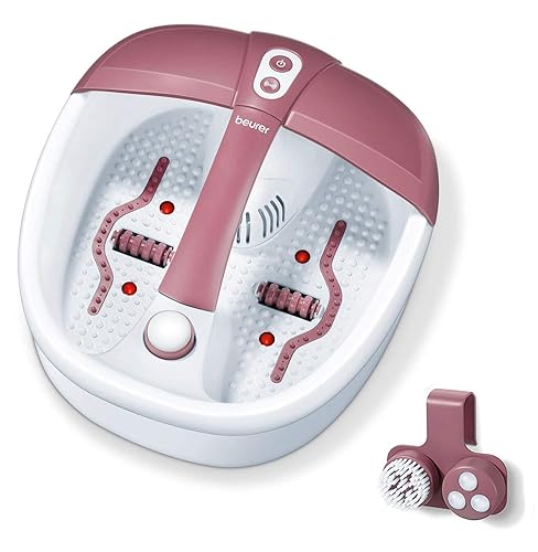 Beurer FB35 Foot Spa with Aromatherapy | Footbath with Bubble and Vibration Massage | Stimulating Infrared Light Therapy Function | Detachable Reflexology Rollers | 3 Pedicure attachments - Bubble massage with integrated aroma therapy