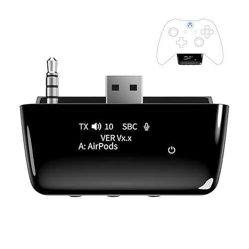 YOCOWOCO Bluetooth 5.2 Wireless Audio Adapter for Xbox One, Xbox Series X|S and Elite 2 Controller, Xbox Mic Adapter with Screen Supports Low Latency