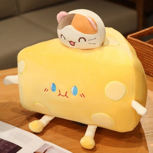 Cute Cheese Block Plushie | Cat / 20cm