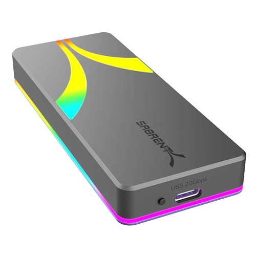 SABRENT Rocket RGB USB C 20Gbps M.2 SATA/NVMe SSD Enclosure (EC-RGBG) - NVMe/SATA - RGB