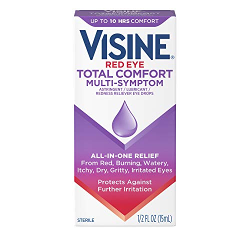 Visine Multi-Symptom Eye Drops - Astringent, Lubricant & Redness Reliever for Irritated, Dry, Red Eyes - 0.5 fl. oz - 0.5 Fl Oz (Pack of 1) - Red Eye Total Comfort