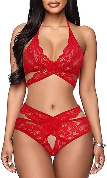Donnalla Women Sexy Lingerie Set Two Piece Lace Bra and Panty Set Bralette Sleepwear