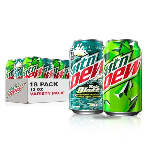 Mountain Dew, 2 Flavor Baja Blast Variety Pack (Baja Blast, Original Dew), 12 Fl Oz Cans (Pack of 18) - 2 Flavor Baja Blast Variety Pack - 12 Fl Oz (Pack of 18)