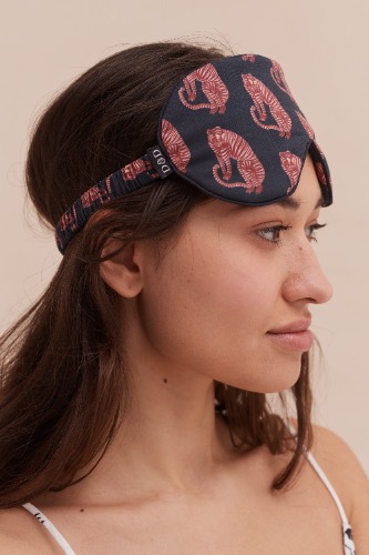 Cotton Luxe Eye Mask Sansindo Tiger Print Navy/Pink | Default Title
