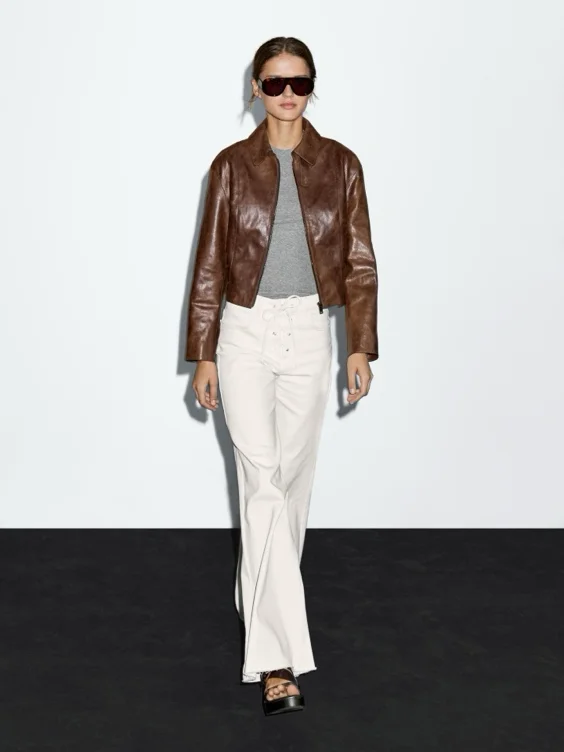 Geacă scurtă din piele nappa - CONIAC