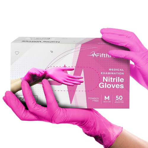 Fuchsia Hot Pink Nitrile Disposable Gloves - 50 Count - 3 Mil Nitrile Gloves Medium - Powder and Latex Free Rubber Gloves - Surgical Medical Exam Gloves - Food Safe Cooking Gloves - Medium 50
