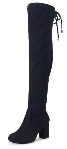 Vepose Women's Suede Fall Boots Over The Knee High Vegan Chunky Heels Side Zipper Adjustable Opening Shoes - 7 Suede-991-black